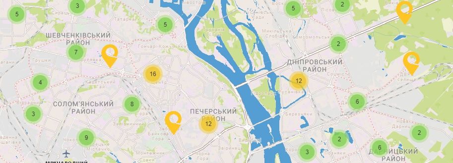 Карта Украины Киеве Отделения Укрпочта